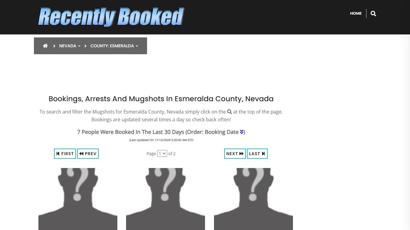 Bookings, Arrests and Mugshots in Esmeralda County, Nevada