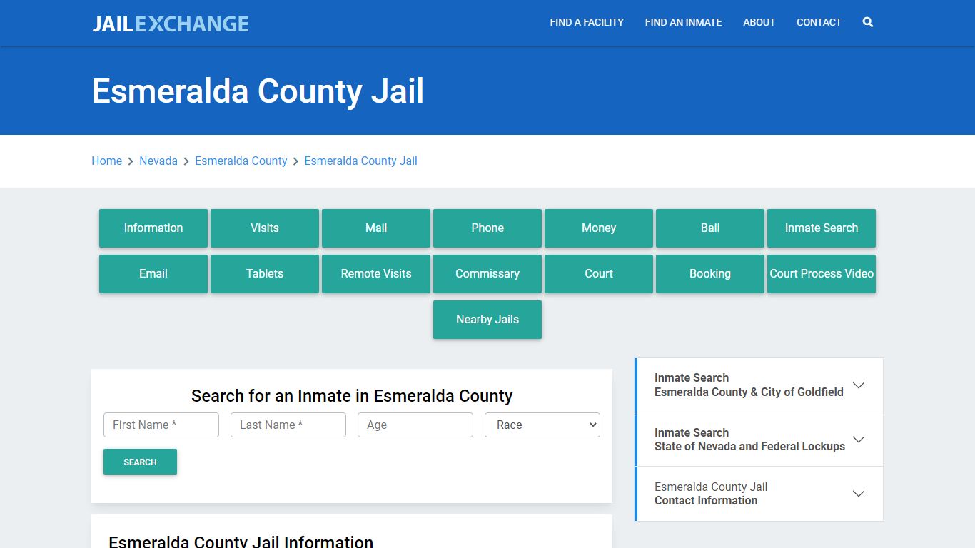 Esmeralda County Jail Roster Lookup, NV, Inmate Search